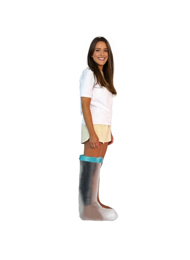 غطاء الساق الصب للبالغين ، واقي الجرح الصب للماء لحمام الاستحمام ، كيس الأكمام الواقي القابل لإعادة الاستخدام للرباط لحماية الساق الجراحية المكسورة ، القدم ، جرح الكاحل والحروق - Image 3